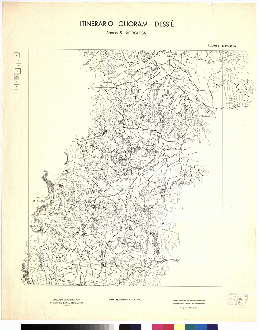 (N:11105) ITINERARIO QUORAM - DESSIE' - Foglio 5 - UORGHESA (B0009702) Carte e stampe antiche: riproduzione a colori su carta (formato A1)