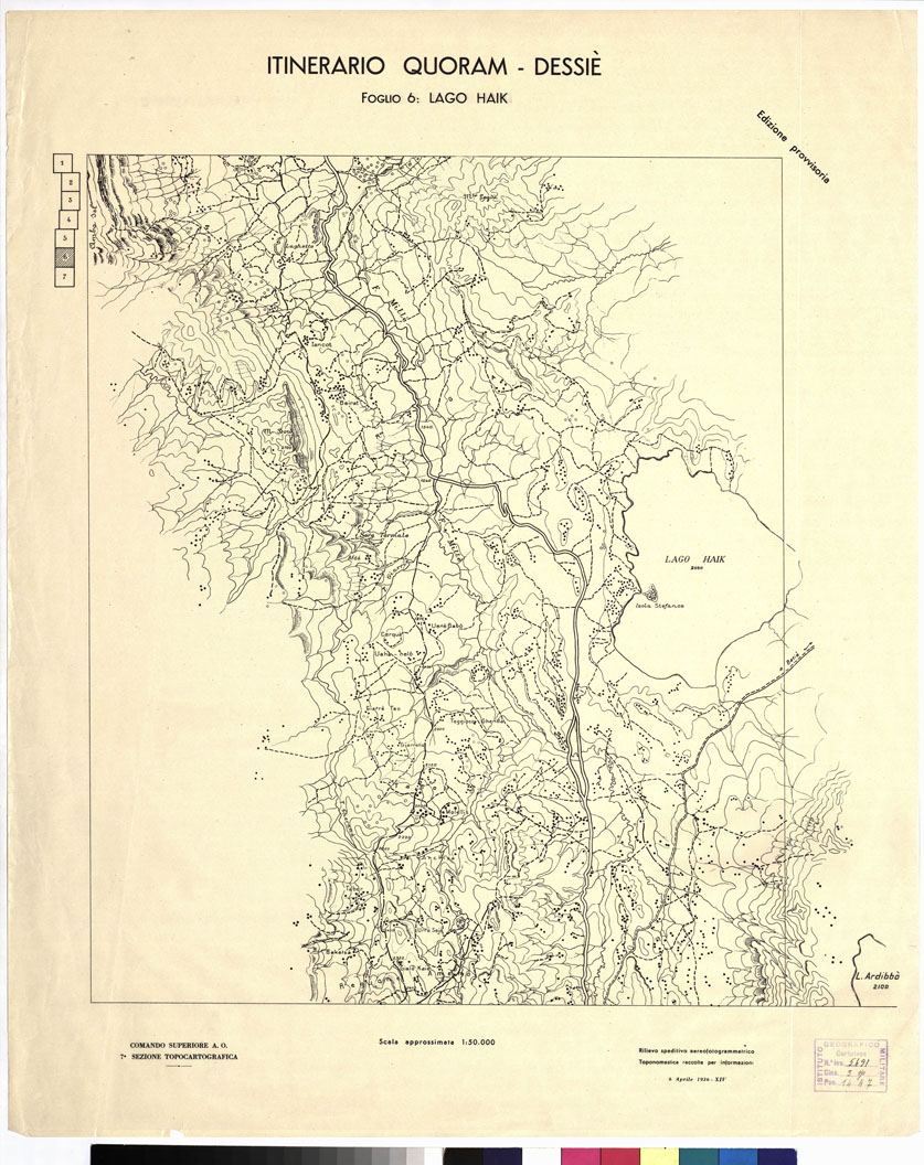 (N:11101) ITINERARIO QUORAM - DESSIE' - Foglio 6 - LAGO HAIK (B0009703) Carte e stampe antiche: riproduzione a colori su carta (formato A1)