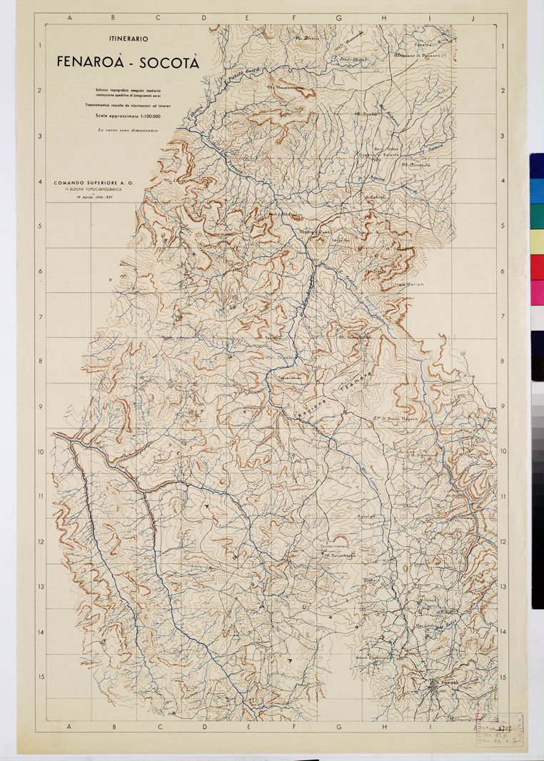 (N:11085) ITINERARIO FENAROA' - SOCOTA' (B0009812) Carte e stampe antiche: riproduzione a colori su carta (formato A1)