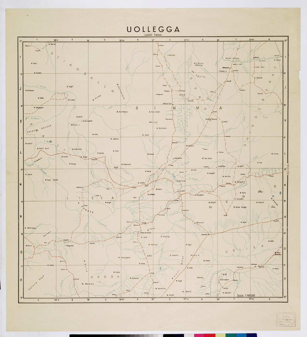 (N:2498) CARTA DELL'AFRICA ORIENTALE ITALIANA - Uollegga (B0009820) Carte e stampe antiche: riproduzione a colori su carta (formato A1)