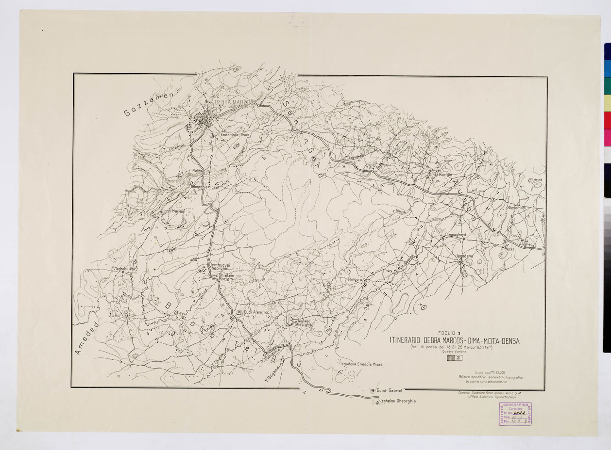 (N:11055) ITINERARIO DEBRA MARCOS - DIMA - MOTA - DENSA - Foglio 1 (B0009834) Carte e stampe antiche: riproduzione a colori su carta (formato A1)