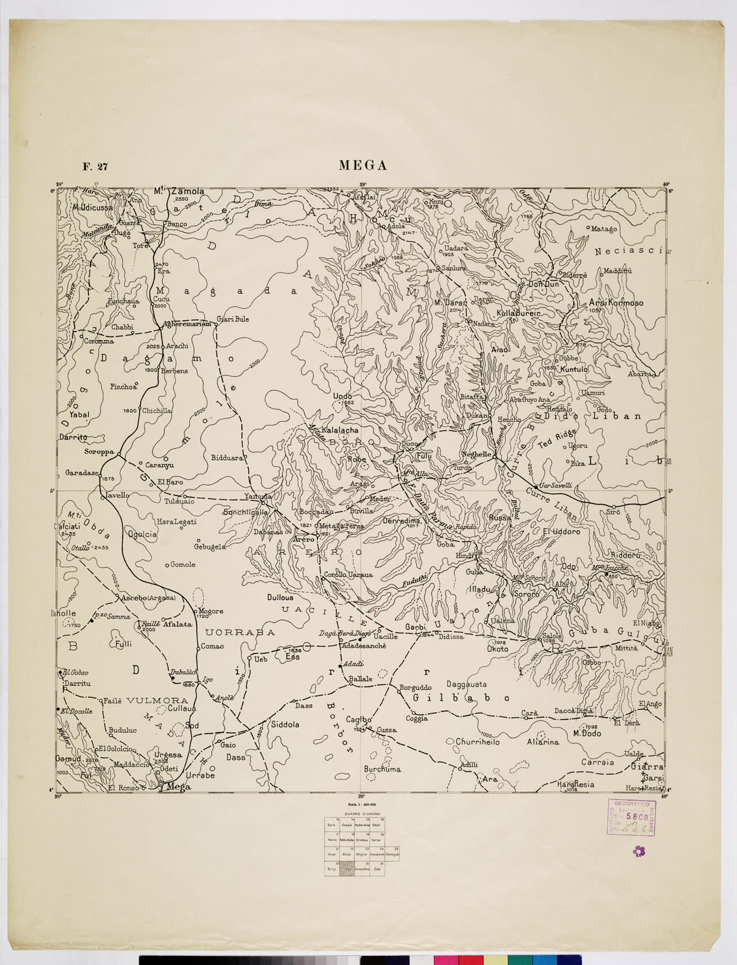 (N:2493) CARTA DELL'AFRICA ORIENTALE ITALIANA - Foglio 27 - Mega (B0009852) Carte e stampe antiche: riproduzione a colori su carta (formato A1)