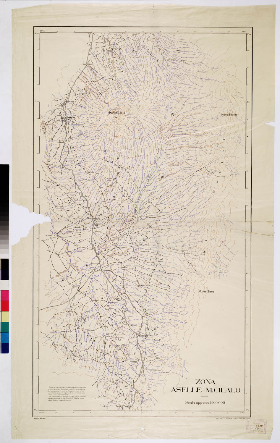 (N:13351) ZONA ASELLE M. CILALO (B0009860) Carte e stampe antiche: riproduzione a colori su carta (formato A1)