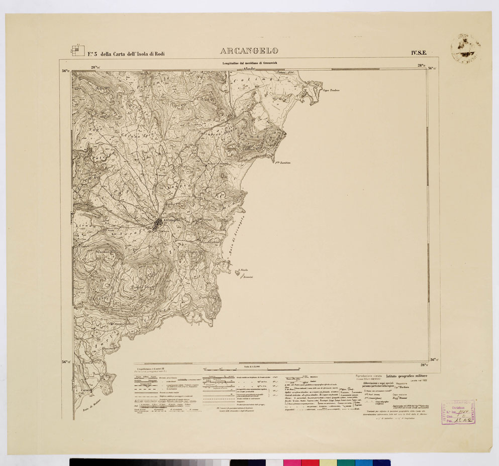 (N:10724) ISOLE ITALIANE DELL'EGEO - ISOLA DI RODI - Arcangelo (B0009963) Carte e stampe antiche: riproduzione a colori su carta (formato A1)