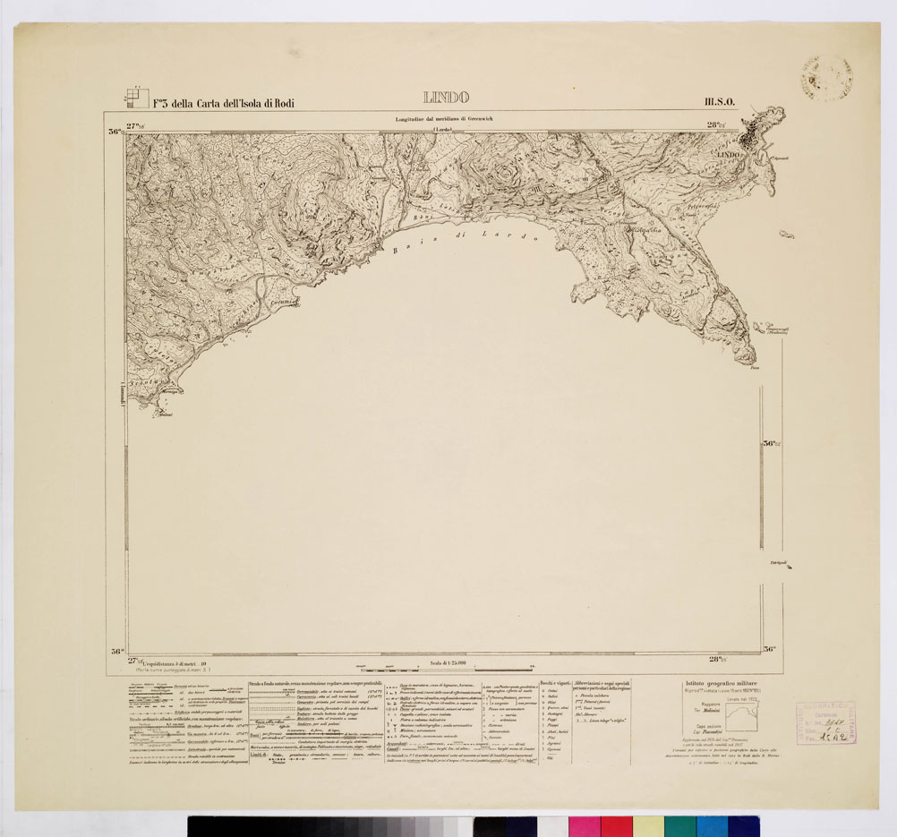 (N:10752) ISOLE ITALIANE DELL'EGEO - ISOLA DI RODI - Lindo (B0009972) Carte e stampe antiche: riproduzione a colori su carta (formato A1)