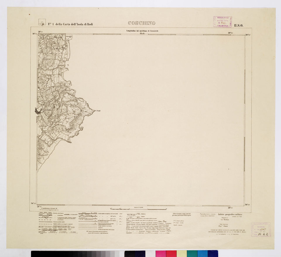 (N:10734) ISOLE ITALIANE DELL'EGEO - ISOLA DI RODI - Coschino (B0010006) Carte e stampe antiche: riproduzione a colori su carta (formato A1)