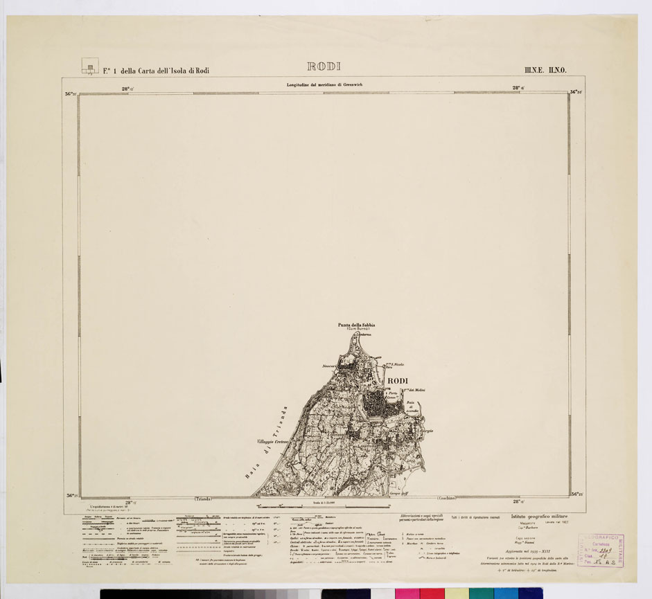 (N:10770) ISOLE ITALIANE DELL'EGEO - ISOLA DI RODI - Rodi (B0010010) Carte e stampe antiche: riproduzione a colori su carta (formato A1)