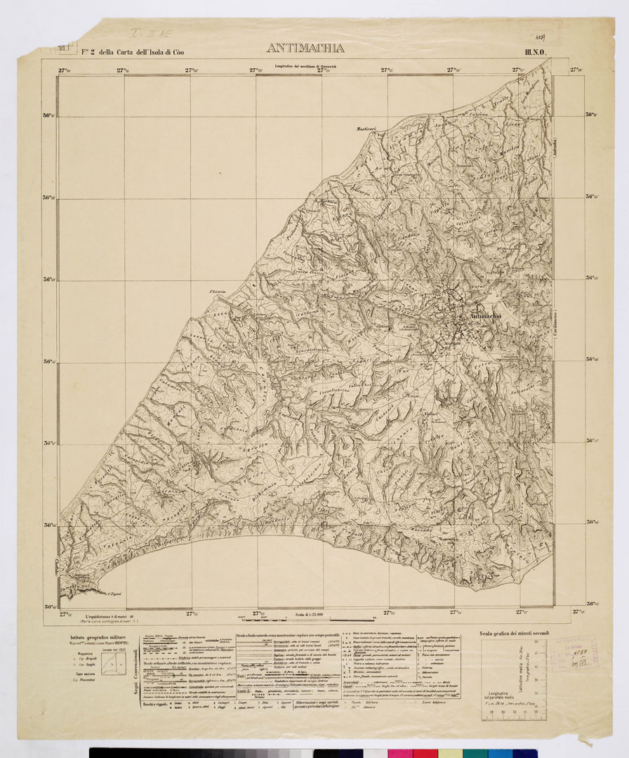 (N:10785) ISOLE ITALIANE DELL'EGEO - Antimachia (B0010027) Carte e stampe antiche: riproduzione a colori su carta (formato A1)