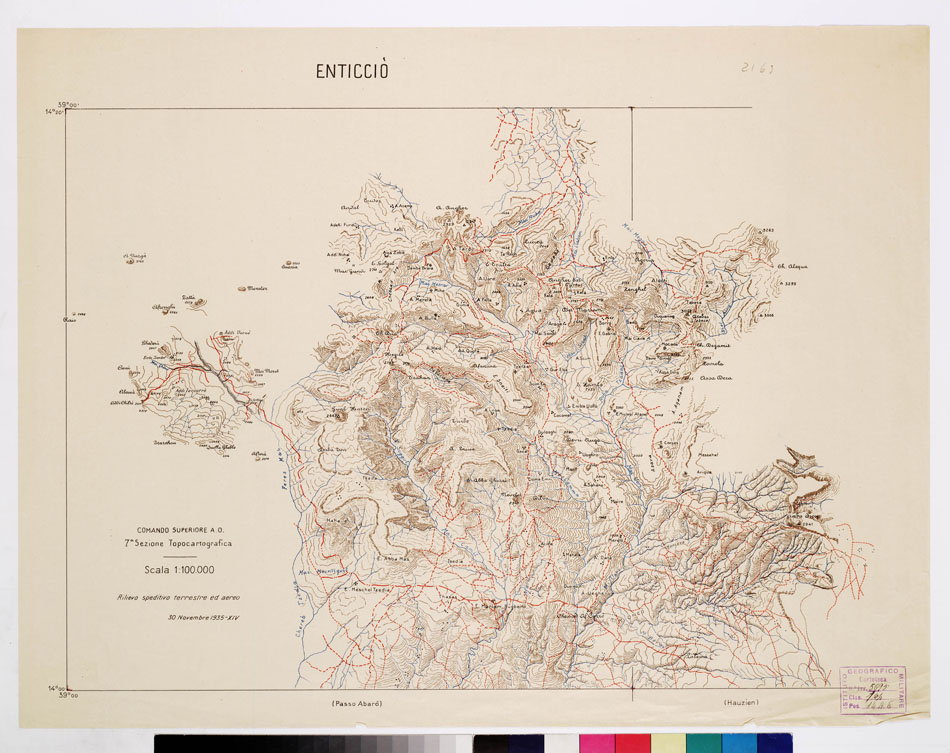 (N:2466) CARTA DELL'AFRICA ORIENTALE ITALIANA - Enticci (B0010059) Carte e stampe antiche: riproduzione a colori su carta (formato A1)