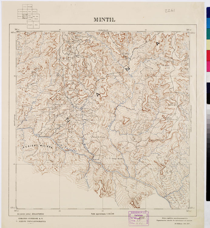 (N:2470) CARTA DELL'AFRICA ORIENTALE ITALIANA - Mintil (B0010074) Carte e stampe antiche: riproduzione a colori su carta (formato A1)