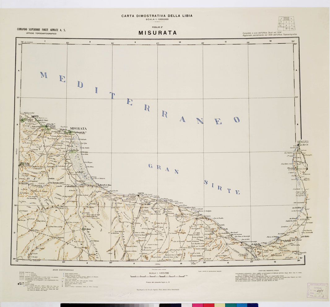 (N:4420) CARTA DIMOSTRATIVA DELLA LIBIA - Foglio 2 - Misurata (B0010142) Carte e stampe antiche: riproduzione a colori su carta (formato A1)