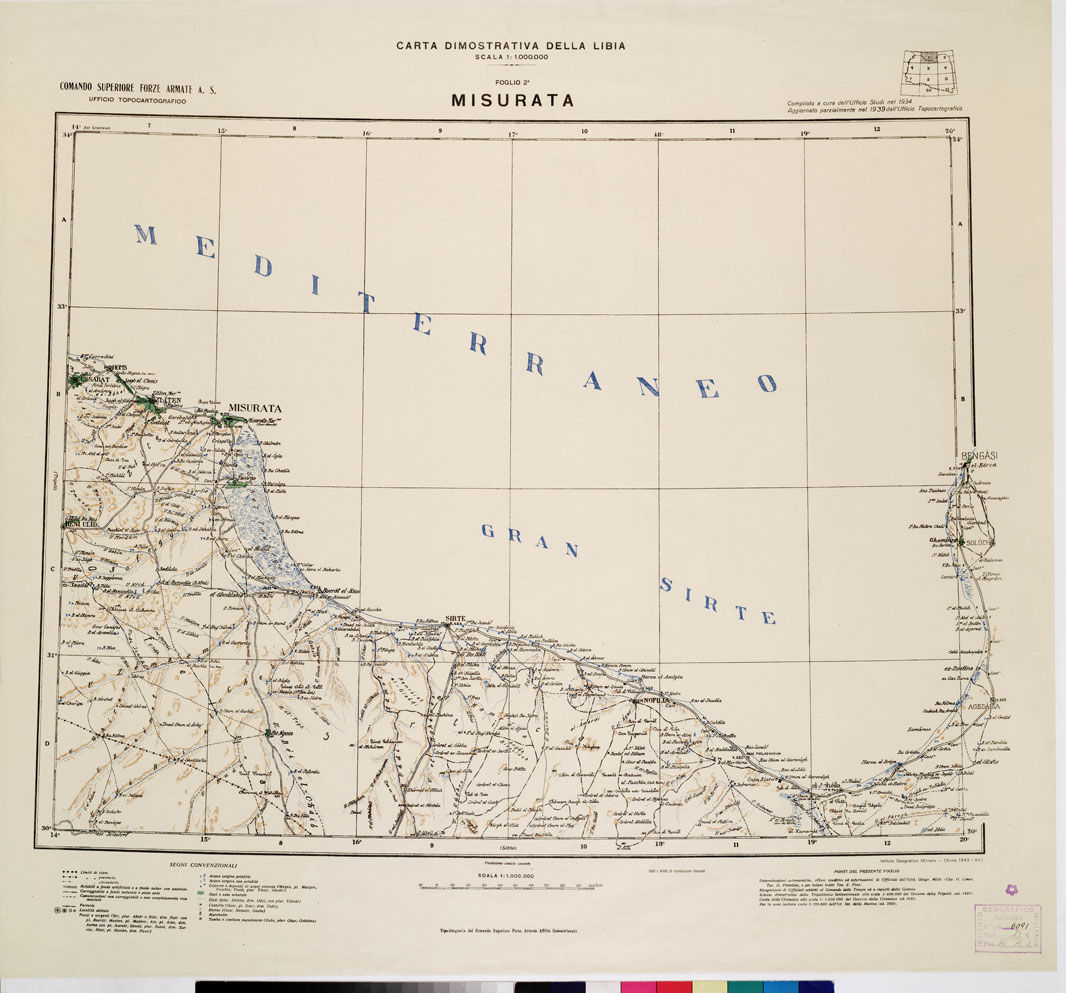 (N:4421) CARTA DIMOSTRATIVA DELLA LIBIA - Foglio 2 - Misurata (B0010143) Carte e stampe antiche: riproduzione a colori su carta (formato A1)