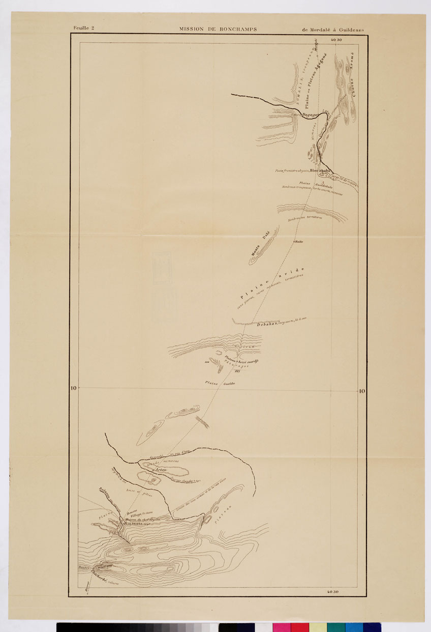 (N:12825) MISSION DE BONCHAMPS DE DJIBOUTI AU NIL BLANC D'APRES LES TRAVAUX DE M.RS L. BARTHOLIN, CH. MICHEL, FAIVRE ET M. POTTER. CARTE D'ENSEMBLE PAR CH. MICHEL SECOND DE LA MISSION 1897 - 1898 DESSIN DE J. HANSEN -Foglio 2 - Da Mordal a Guildessa (B0010174) Carte e stampe antiche: riproduzione a colori su carta (formato A1)