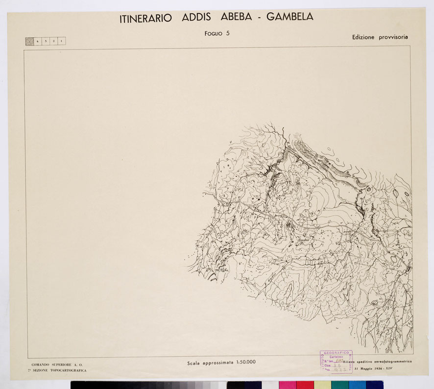 (N:11018) ITINERARIO ADDIS ABEBA - GAMBELA - Foglio 5 (B0010195) Carte e stampe antiche: riproduzione a colori su carta (formato A1)