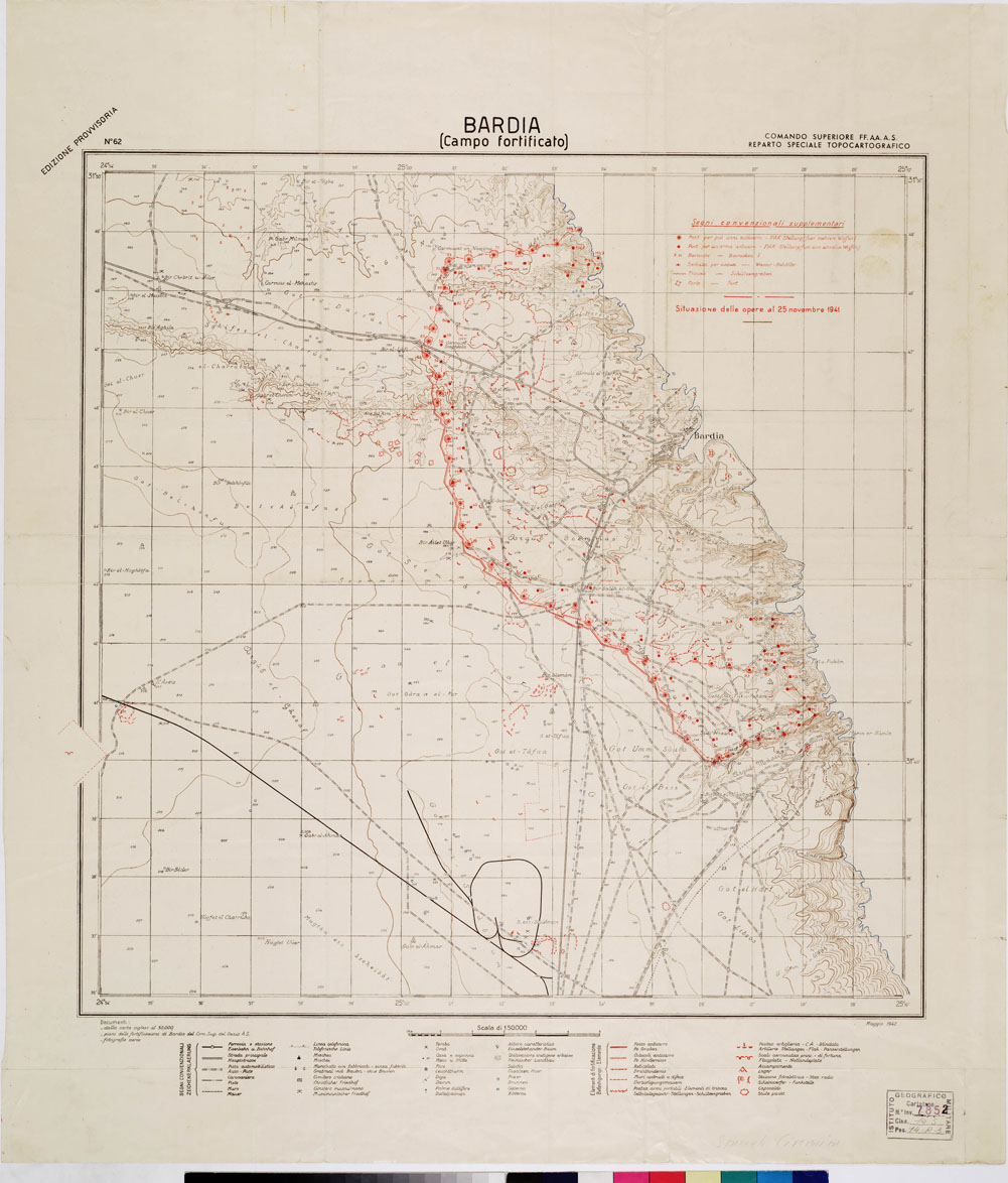 (N:390) BARDIA - CAMPO FORTIFICATO (B0010216) Carte e stampe antiche: riproduzione a colori su carta (formato A1)
