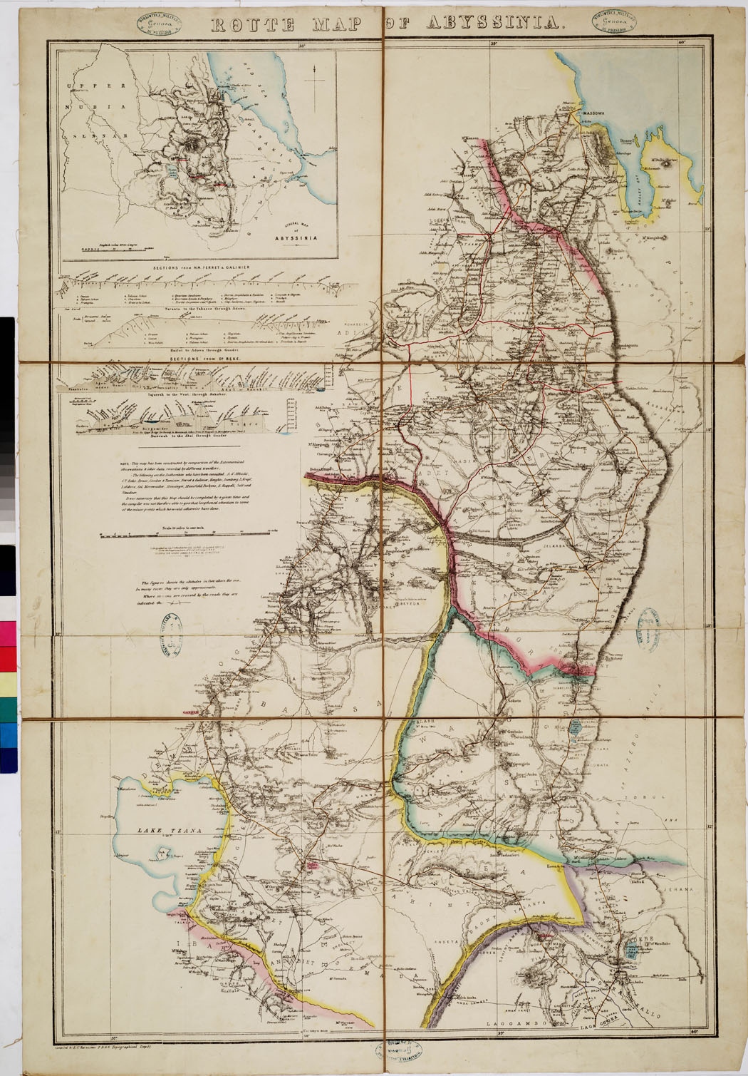 (N:15647) ROUTE MAP OF ABYSSINIA (B0010219) Carte e stampe antiche: riproduzione a colori su carta (formato A1)
