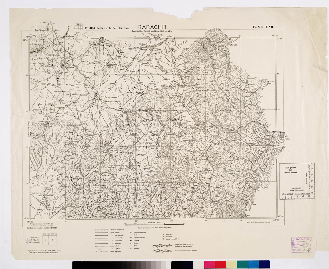 (N:2639) CARTA DELL'ERITREA - Foglio 2064 IV N.E. I N.O. - Barachit (B0010243) Carte e stampe antiche: riproduzione a colori su carta (formato A1)