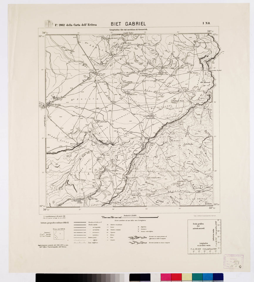 (N:2632) CARTA DELL'ERITREA - Foglio 2062 I N.O. - Biet Gabriel (B0010245) Carte e stampe antiche: riproduzione a colori su carta (formato A1)
