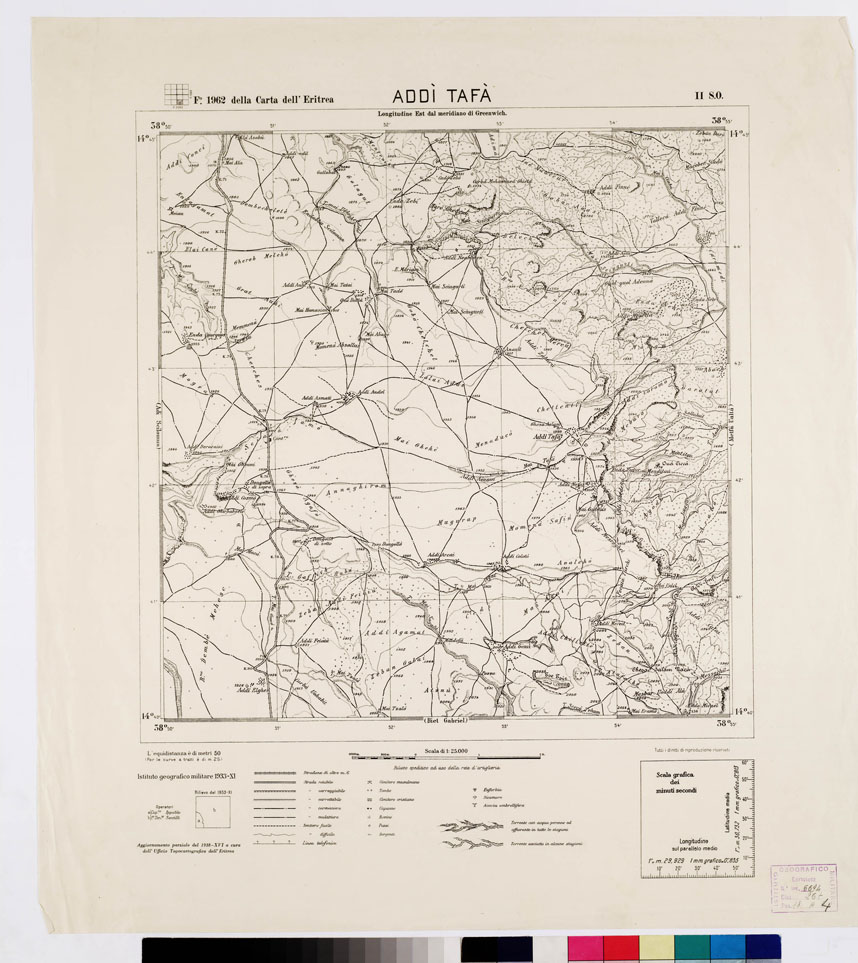 (N:2615) CARTA DELL'ERITREA - Foglio 1962 II S.O. - Add Taf (B0010253) Carte e stampe antiche: riproduzione a colori su carta (formato A1)