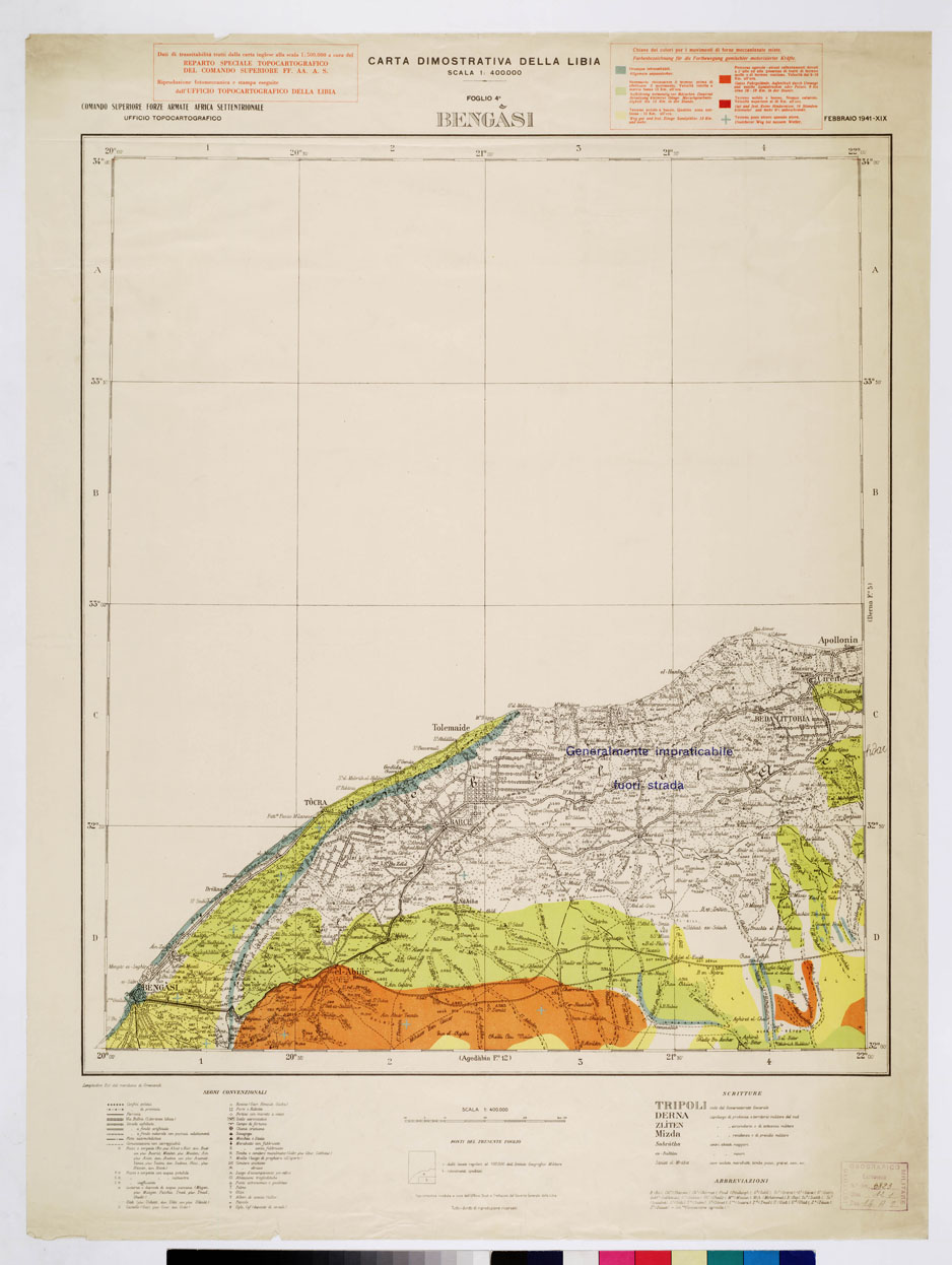 (N:5748) CARTA DIMOSTRATIVA DELLA LIBIA - Foglio 4 - Bengasi (B0010278) Carte e stampe antiche: riproduzione a colori su carta (formato A1)