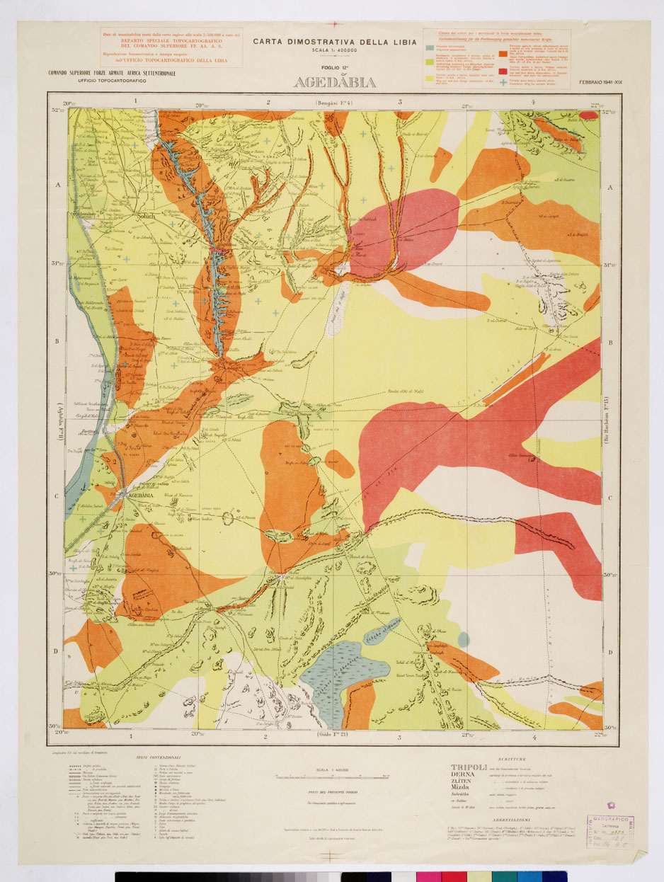 (N:5745) CARTA DIMOSTRATIVA DELLA LIBIA - Foglio 12 - Agedabia (B0010280) Carte e stampe antiche: riproduzione a colori su carta (formato A1)