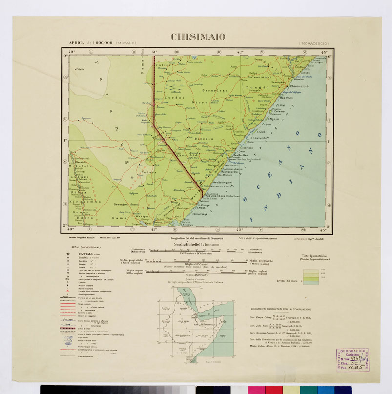 (N:2444) CARTA DELL'AFRICA ORIENTALE - Chisimaio (B0010298) Carte e stampe antiche: riproduzione a colori su carta (formato A1)