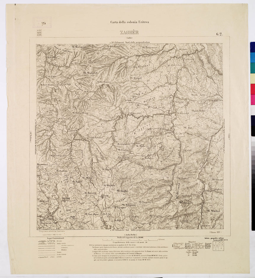 (N:7604) CARTA DELLA COLONIA ERITREA ZAGHER G 2 (B0010357) Carte e stampe antiche: riproduzione a colori su carta (formato A1)