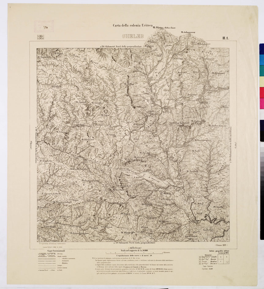 (N:7575) CARTA DELLA COLONIA ERITREA GHELEB H 1 (B0010364) Carte e stampe antiche: riproduzione a colori su carta (formato A1)
