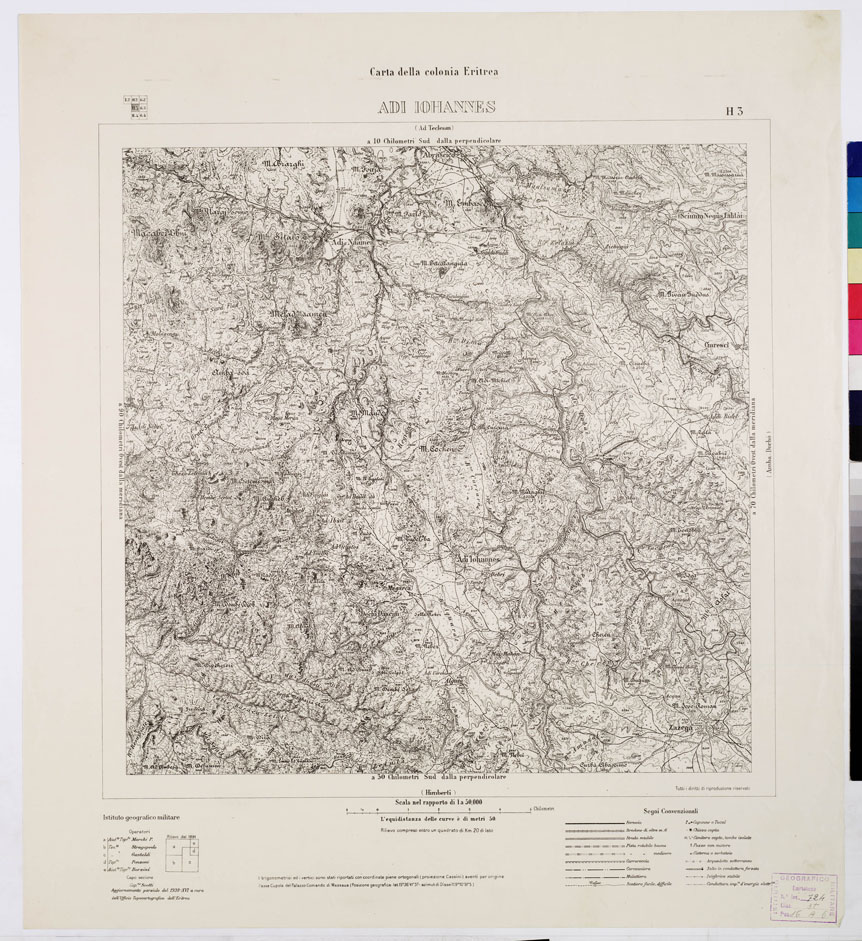 (N:7551) CARTA DELLA COLONIA ERITREA  ADI IOHANNES H 3 
 (B0010367) Carte e stampe antiche: riproduzione a colori su carta (formato A1)