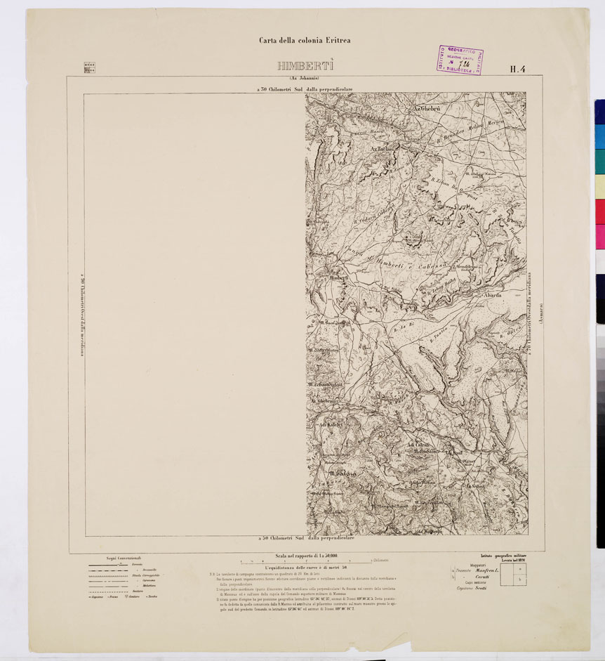 (N:7579) CARTA DELLA COLONIA ERITREA HIMBERTI H 4 (B0010369) Carte e stampe antiche: riproduzione a colori su carta (formato A1)