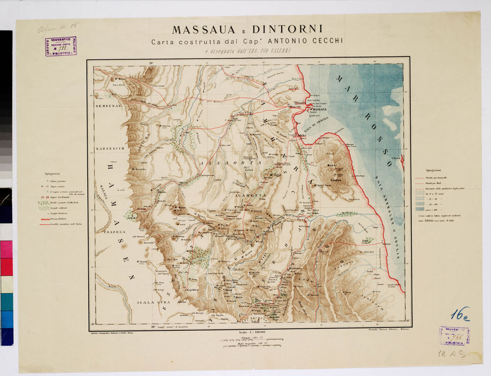 (N:12640) MASSAUA E DINTORNI.
 (B0010390) Carte e stampe antiche: riproduzione a colori su carta (formato A1)