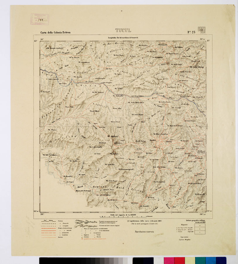 (N:2908) CARTA DELLA COLONIA ERITREA. I.G.M. - Foglio 23 - TUCUL (B0010487) Carte e stampe antiche: riproduzione a colori su carta (formato A1)