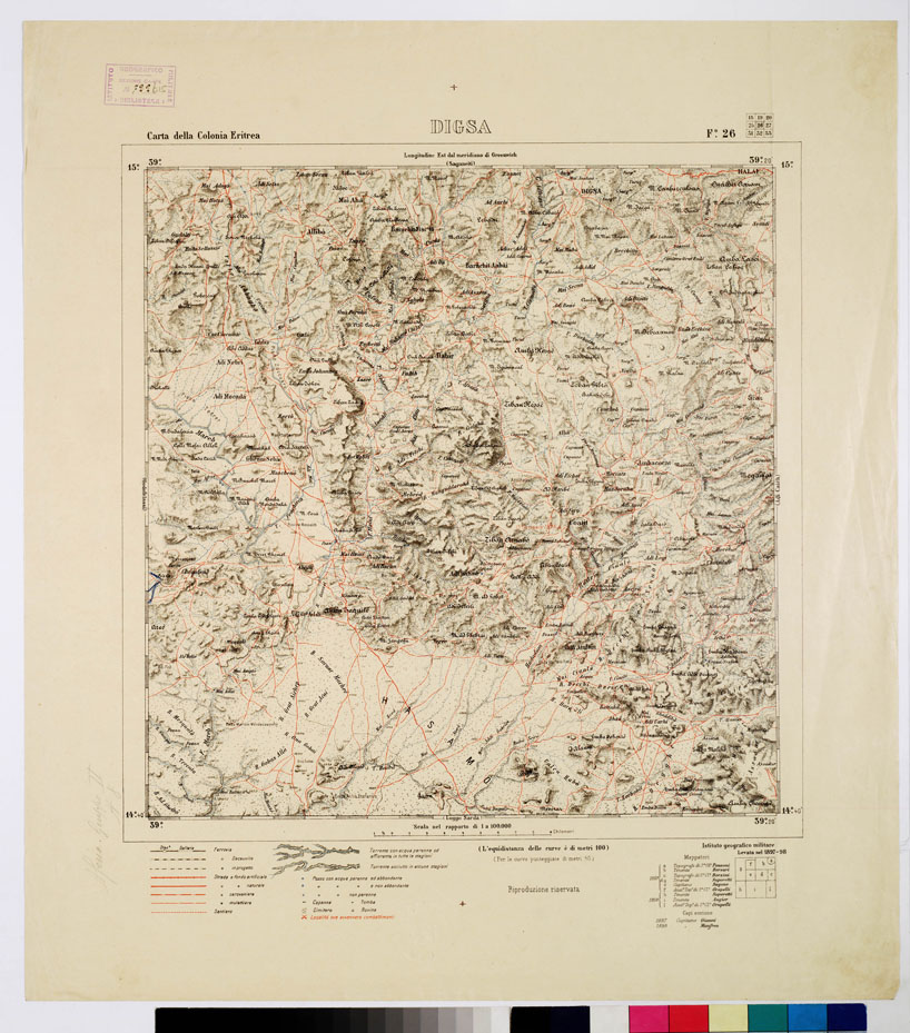(N:2911) CARTA DELLA COLONIA ERITREA. I.G.M. - Foglio 26 - DIGSA (B0010490) Carte e stampe antiche: riproduzione a colori su carta (formato A1)