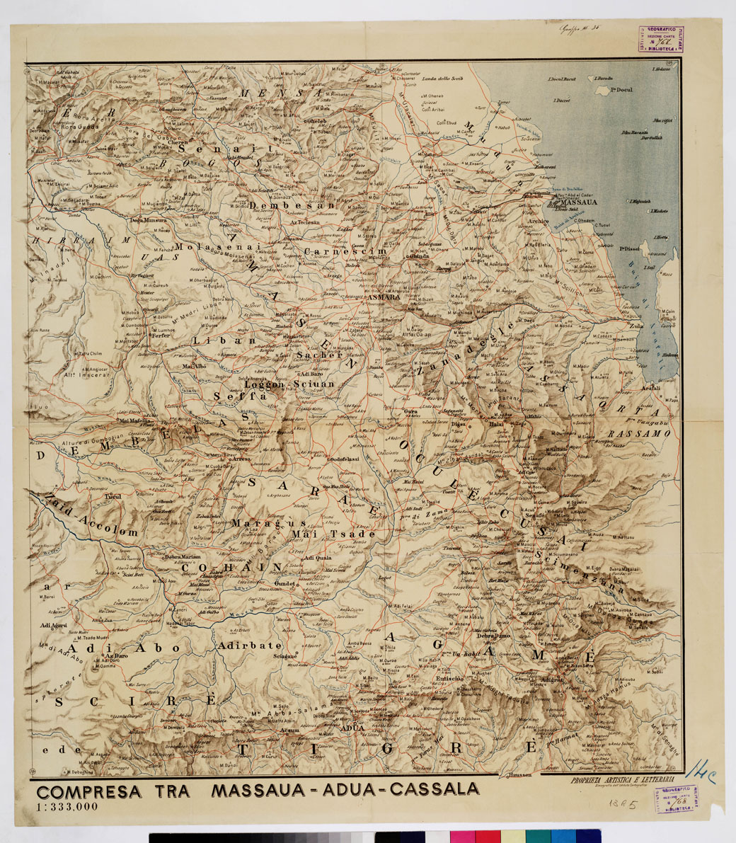 (N:15792) SCHIZZO DIMOSTRATIVO DELLA REGIONE COMPRESA TRA MASSAUA, ADUA E CASSALA - Foglio 1 (B0010509) Carte e stampe antiche: riproduzione a colori su carta (formato A1)