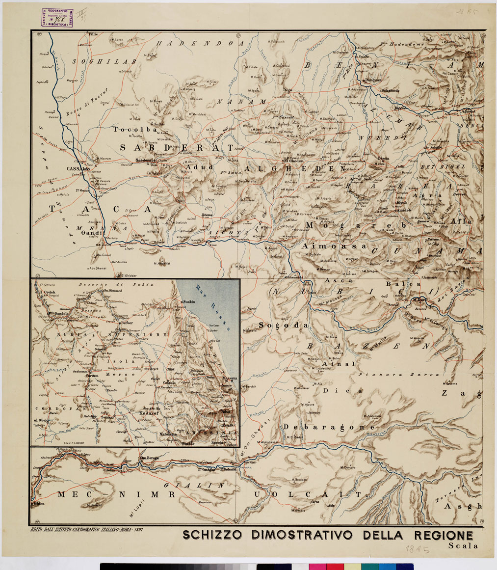 (N:15793) SCHIZZO DIMOSTRATIVO DELLA REGIONE COMPRESA FRA MASSAUA, ADUA E CASSALA - Foglio 2 (B0010510) Carte e stampe antiche: riproduzione a colori su carta (formato A1)