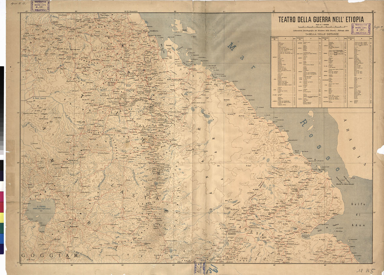 (N:16441) TEATRO DELLA GUERRA IN ETIOPIA (B0010534) Carte e stampe antiche: riproduzione a colori su carta (formato A1)