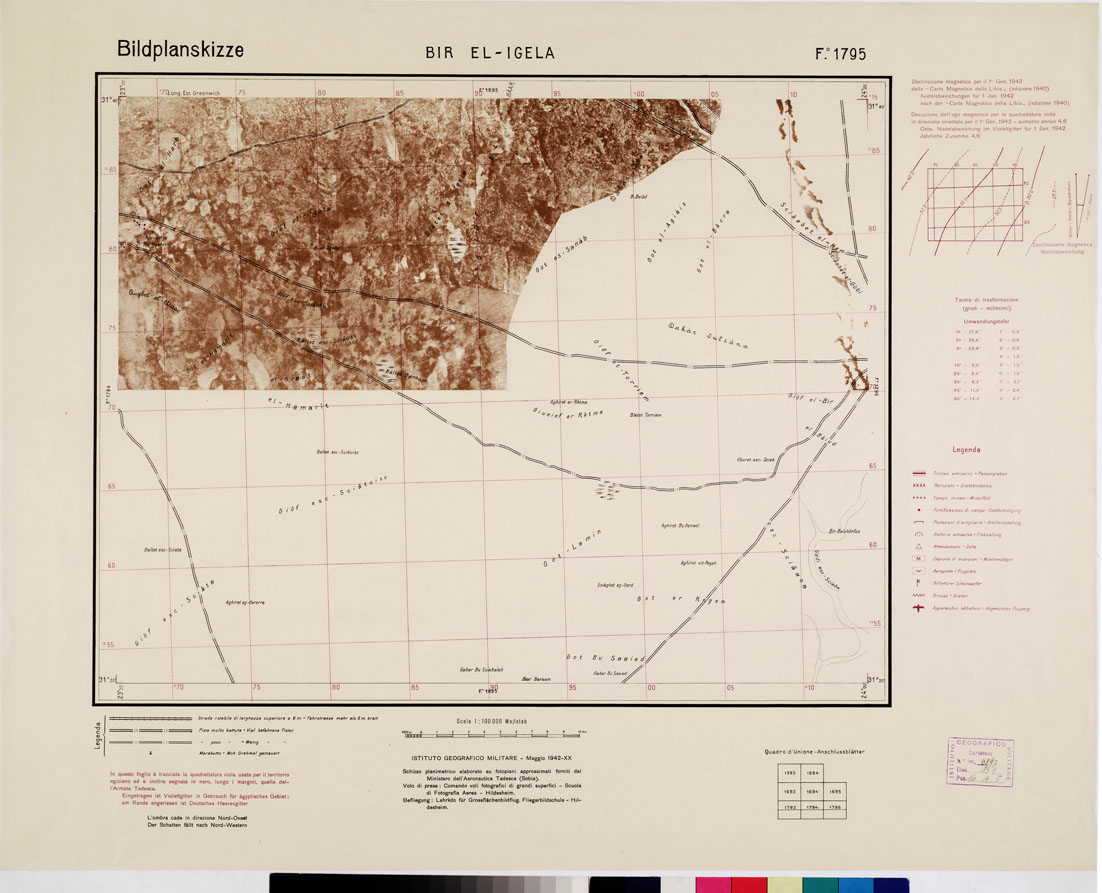 (N:5740) CARTA MILITARE DELLA CIRENAICA - BIR EL -IGELA (B0010588) Carte e stampe antiche: riproduzione a colori su carta (formato A1)