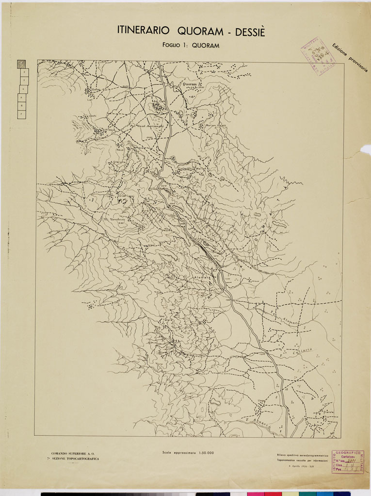 (N:11106) ITINERARIO QUORAM DESSIE - QUORAM - Foglio 1 (B0010590) Carte e stampe antiche: riproduzione a colori su carta (formato A1)
