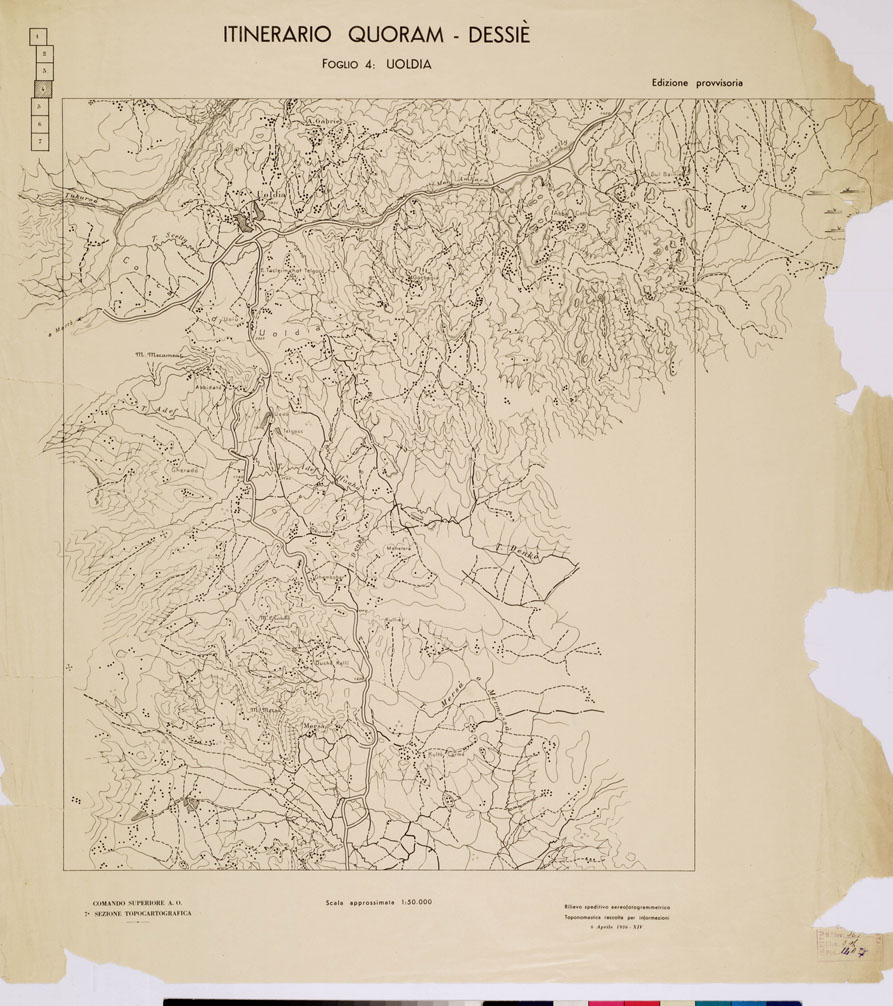 (N:11109) ITINERARIO QUORAM DESSIE'- UOLDIA - Foglio 4 (B0010593) Carte e stampe antiche: riproduzione a colori su carta (formato A1)