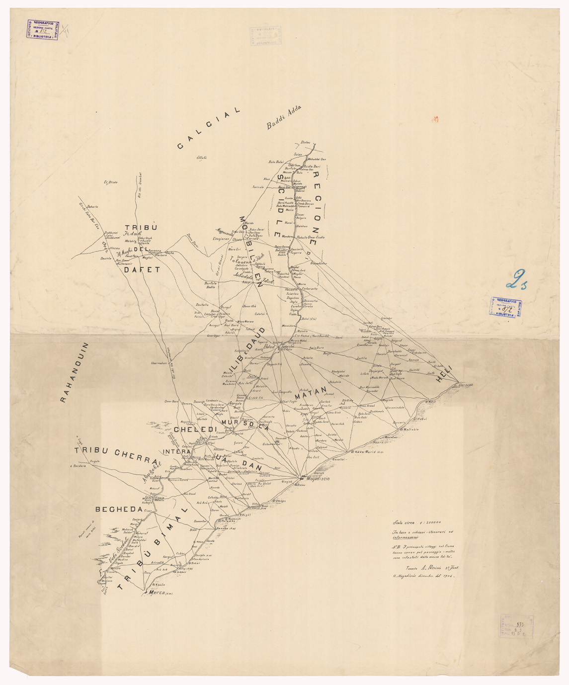 (N:15778) SOMALIA AL 250.000. SCHIZZO DELLA REGIONE ATTORNO A MOGADISCIO (B0010604) Carte e stampe antiche: riproduzione a colori su carta (formato A1)