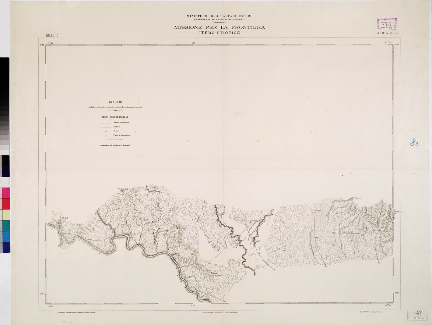 (N:12851) MISSIONE PER LA FRONTIERA ITALO-ETIOPICA - Foglio 1 (B0010614) Carte e stampe antiche: riproduzione a colori su carta (formato A1)