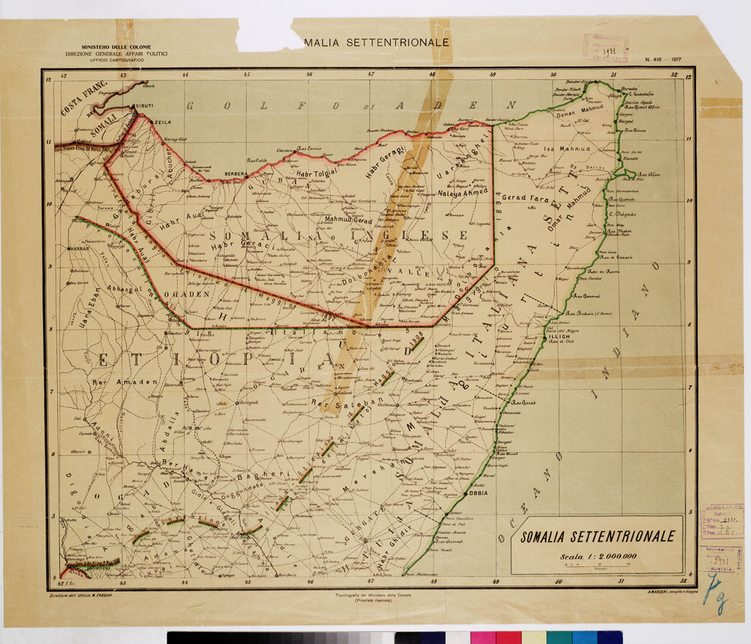 (N:3671) SOMALIA SETTENTRIONALE (B0010623) Carte e stampe antiche: riproduzione a colori su carta (formato A1)