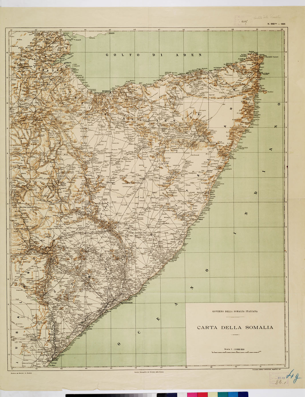 (N:3640) CARTA DELLA SOMALIA (B0010636) Carte e stampe antiche: riproduzione a colori su carta (formato A1)