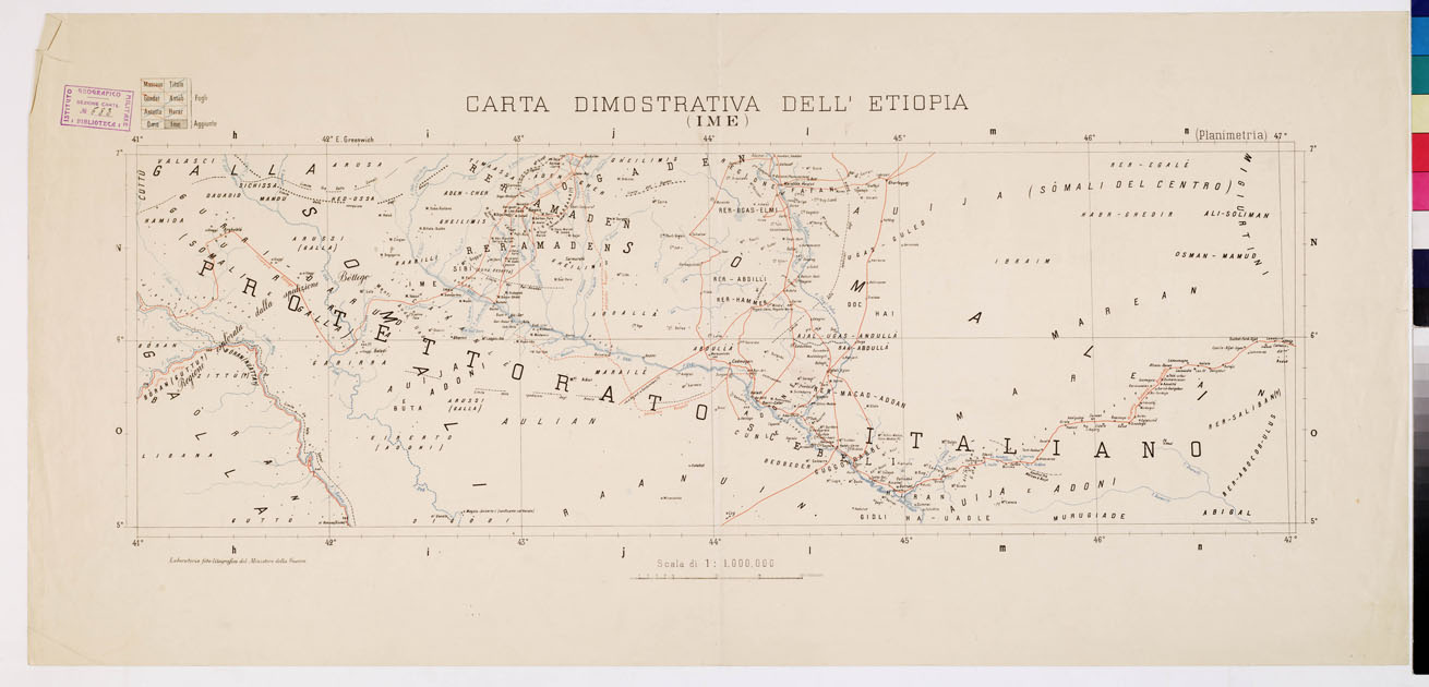 (N:4124) CARTA DIMOSTRATIVA DELL'ETIOPIA - IME (B0010646) Carte e stampe antiche: riproduzione a colori su carta (formato A1)