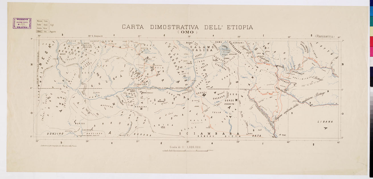(N:4125) CARTA DIMOSTRATIVA DELL'ETIOPIA - OMO (B0010647) Carte e stampe antiche: riproduzione a colori su carta (formato A1)