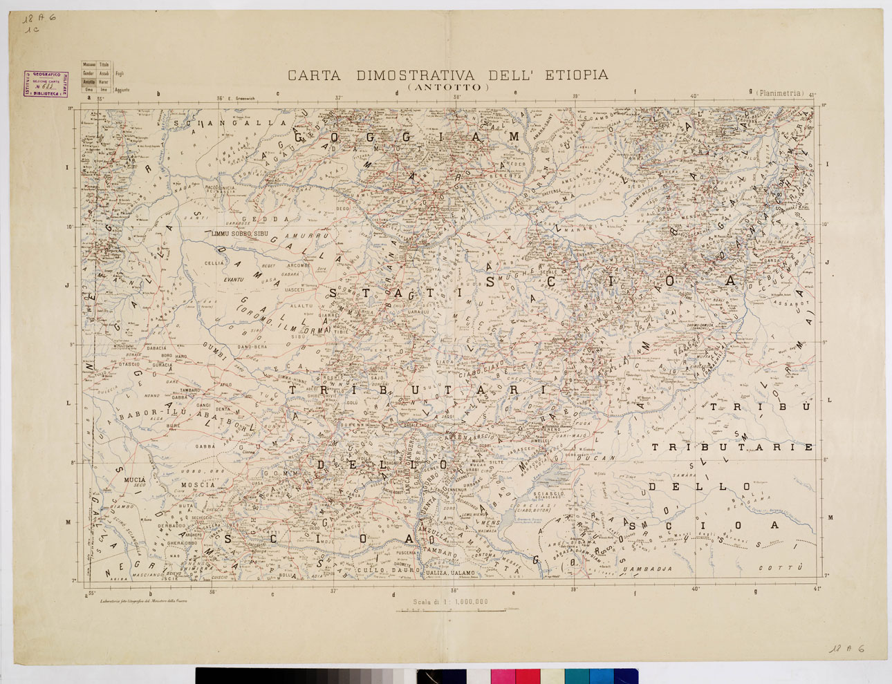 (N:4127) CARTA DIMOSTRATIVA DELL'ETIOPIA - ANTOTTO (B0010656) Carte e stampe antiche: riproduzione a colori su carta (formato A1)