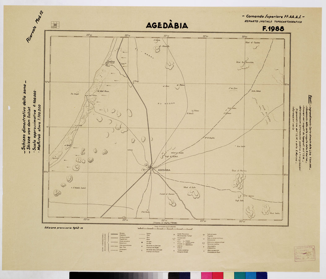 (N:2804) CARTA DELLA CIRENAICA :SUD DEL BENGASI - SIRTICA - CIRENAICA CENTRO ORIENTALE - AGEDABIA F 1988 (B0010725) Carte e stampe antiche: riproduzione a colori su carta (formato A1)