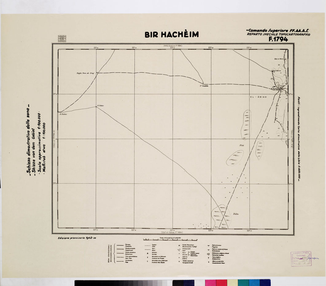 (N:2819) CARTA DELLA CIRENAICA :SUD DEL BENGASI - SIRTICA - CIRENAICA CENTRO ORIENTALE - BIR HACHEIM F 1794 (B0010751) Carte e stampe antiche: riproduzione a colori su carta (formato A1)