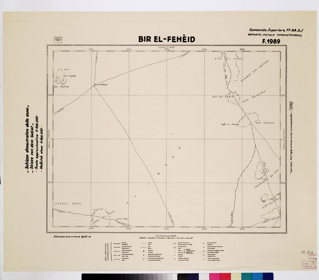 (N:2813) CARTA DELLA CIRENAICA :SUD DEL BENGASI - SIRTICA - CIRENAICA CENTRO ORIENTALE - BIR EL-FEHEID F 1989 (B0010753) Carte e stampe antiche: riproduzione a colori su carta (formato A1)