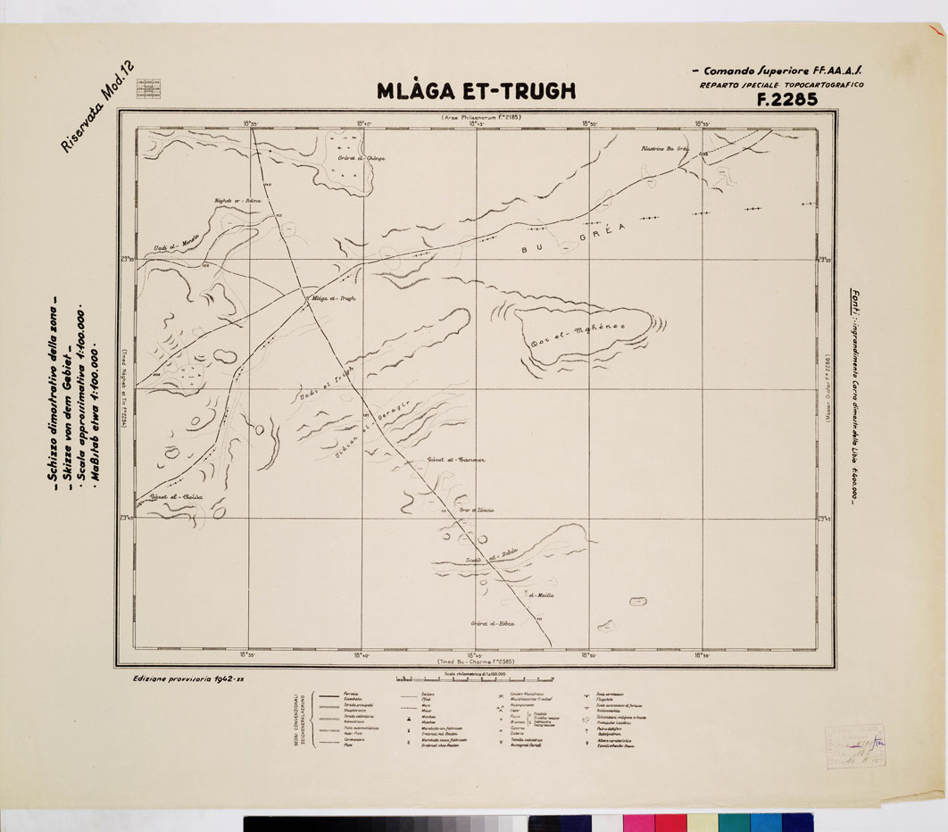 (N:2844) CARTA DELLA CIRENAICA :SUD DEL BENGASI - SIRTICA - CIRENAICA CENTRO ORIENTALE - MLAGA ET-TRUGH F 2285 (B0010764) Carte e stampe antiche: riproduzione a colori su carta (formato A1)